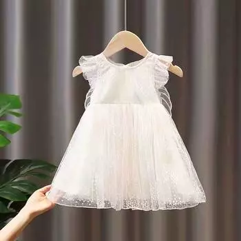 2025 Summer Girls Sleeveless Cotton Princess Dress - Fluffy Fashion for Little Girls 90 cm