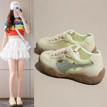 2025 summer Guochao high-quality physical mesh breathable sports shoes Harajuku women s shoes four seasons sports outdoor running shoes 35 озеро синий