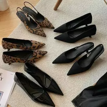 2025 summer high heels Deluna daughter~ temperament small pointed head shallow mouth empty elegant kitten with single shoes women 34