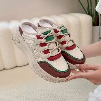 2025 summer little white shoes new Korean version ins female students thick sole heightening mesh breathable casual shoes female W3002 35 красный