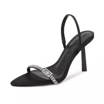 2025 Summer Luxury Rhinestones Narrow band Women Gladiator Sandals Fashion Stiletto High heels Concise Slingback Sandalias Shoes 35