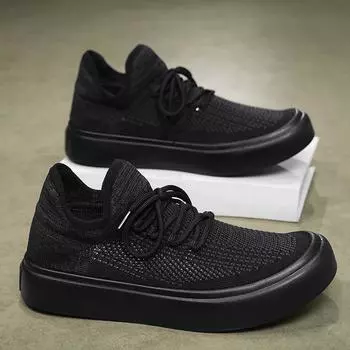 2025 summer men s breathable mesh running shoes flying weaving casual sports tide shoes low-top board shoes old Beijing cloth shoes 39 зелёный