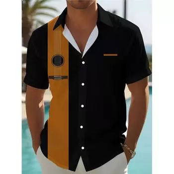 2025 Summer Men s Novel Geometric Pattern Button Shirt - Casual Breathable Shirt, Machine Washable S