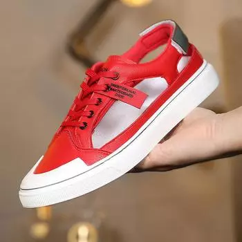 2025 summer men s shoes hollow platform casual frame dad shoes trendy sports shoes outdoor breathable board shoes 39 белый