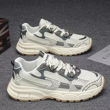 2025 Summer Men s Shoes New Breathable Mesh Sneakers Men s Trend Versatile Platform Sole Non-slip Casual Running Dad Shoes 39