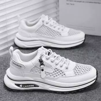 2025 summer mesh breathable little white shoes platform Korean version of Harajuku sports shoes personalized outdoor casual men s shoes tide 39 белый