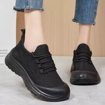 2025 Summer Mom Shoes Breathable Mesh Walking Sandals Platform Soft-Sole Non-Slip Cap Casual Comfortable Footwear for Women 36