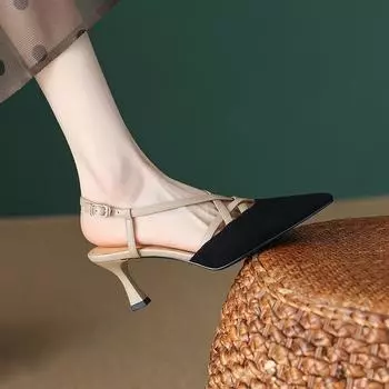 2025 summer new bag head sandals women s pointed head thin heel color matching high heels temperament women s shoes fashion sandals 35