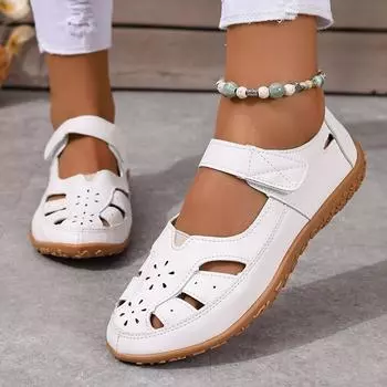 2025 summer new baotou sports sandals women s large size hollow hole shoes flat mother shoes foreign trade explosion 35