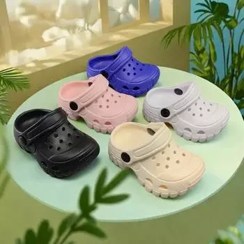 2025 summer new boys and girls leisure home bathroom hole shoes seaside beach wear light hole shoes 18 чёрный