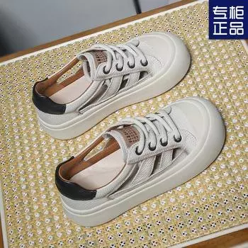 2025 summer new breathable platform white shoes women s casual board shoes biscuit shoes hollow bag head sports sandals 35 красный