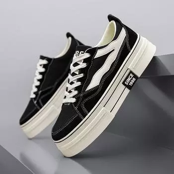 2025 summer new canvas shoes men s casual Korean version breathable low-top board shoes student shoes youth outdoor trendy shoes 39 чёрный