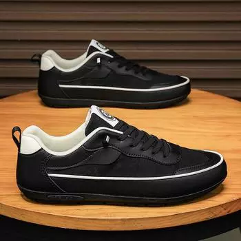 2025 summer new comfortable leather surface heightened versatile color matching non-slip dad shoes comfortable fashion casual trendy shoes 39 чёрный