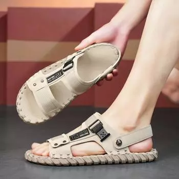 2025 summer new fashion hand-stitched sandals men s outdoor trend breathable sandals large size 39-Shoes 39