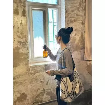 2025 Summer New Fashionable Artsy Style Linen Commuter Bag Commuter Niche Design One Shoulder Bag Canvas Bag Image color