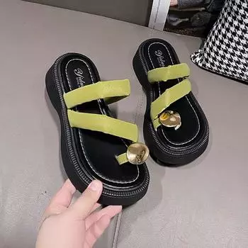 2025 summer new French cool slippers thick-soled metal-toed beach shoes fairy style with skirt outer slippers 35