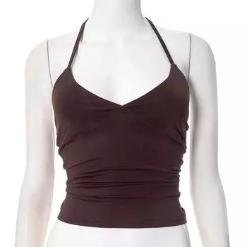 2025 Summer New Hanging Neck V-Neck Backless Vest Hottie Girls Camisole Bottom Top Sexy Pure Desire Wind Sling Y2K S