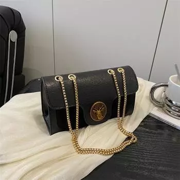 2025 summer new high-end chain small bag fashionable versatile shoulder messenger bag small square bag чёрный