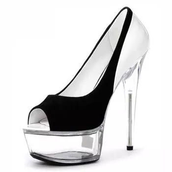 2025 summer new high heel thick sole black fish mouth sandals thin heel high heel waterproof table 34 белый