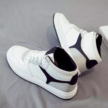 2025 summer new high-top little white tide shoes trendy men s shoes casual sports board shoes canvas popular white shoes ins 39