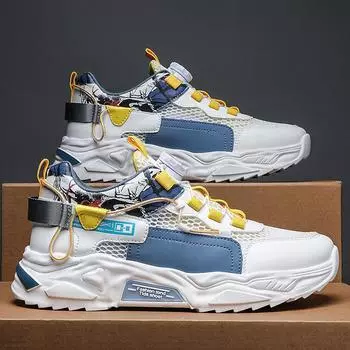 2025 summer new Hong Kong style men s shoes mesh breathable casual dad shoes Korean version platform fashion student Forrest Gump shoes 39