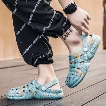 2025 summer new large size casual fashion hole shoes men s sandals dual-purpose platform slippers wear beach sandals 39 белый