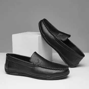 2025 summer new lazy loafer leather shoes one pedal men s casual Doudou shoes business dress Douyin explosion 39