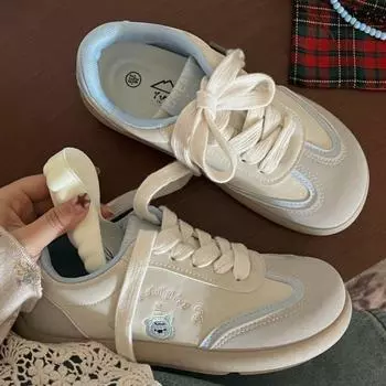 2025 summer new little white shoes niche versatile platform retro Korean version trend fashion student casual board shoes women 35 жёлтый