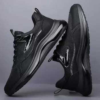 2025 summer new men s breathable casual sports shoes non-slip and versatile fashion wear-resistant low-top sports trend shoes 38 чёрный