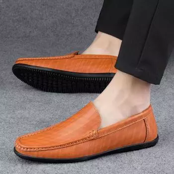 2025 summer new men s casual leather shoes trend fashion microfiber small leather shoes men s large size loafer Shoes 38