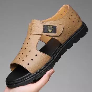 2025 summer new men s hollow breathable sandals casual shoes fashion Roman beach shoes open-toed men s shoes 6602 38