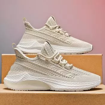 2025 summer new men s hollow fly-woven shoes big net breathable student sports running shoes live casual men s shoes 39 синий