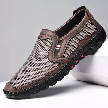 2025 summer new men s shoes breathable hollow cloth shoes middle-aged and elderly father shoes casual shoes mesh shoes manufacturer 38