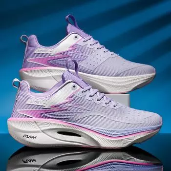 2025 summer new men s shoes fly burning carbon board marathon running shock absorption breathable sports soft sole height increase couple model 34 розовый