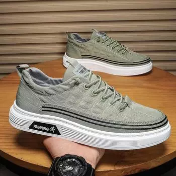 2025 summer new men s shoes umbrella cloth breathable lightweight trend versatile one pedal casual shoes men s board shoes tide 39 зелёный