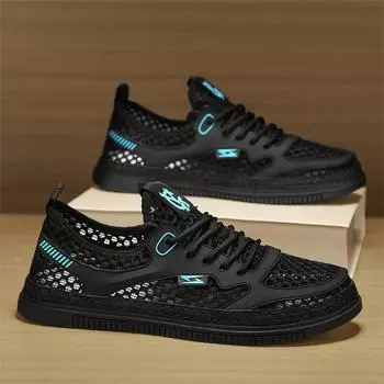 2025 summer new mesh large mesh transparent breathable board shoes men s solid color versatile low-top sports men s shoes 39 синий