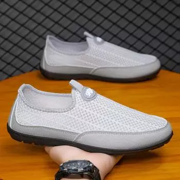 2025 summer new mesh shoes men drive comfortably with one foot pedal Doudou shoes breathable men s casual mesh trendy shoes 39