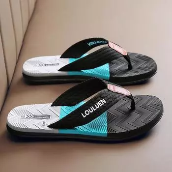 2025 summer new slippers men s wear trend casual beach men s flip-flops foot sandals home 39 чёрный