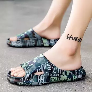 2025 summer new stepping on shit one-word slippers wear non-slip fashion trend versatile thick-bottomed casual cool slippers 39