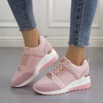 2025 summer new thick-soled wedge heel casual sports mesh women s single shoes 35 белый