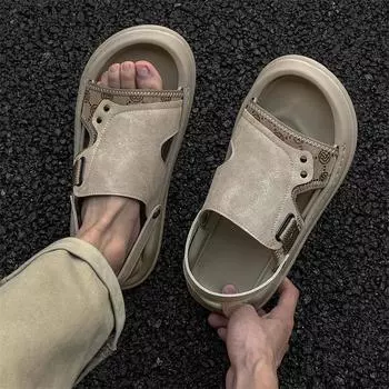 2025 summer new trendy soft sole outer wear casual breathable non-slip dual-purpose beach shoes 371232-J 38 чёрный