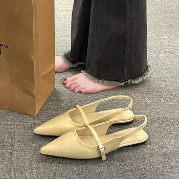 2025 Summer New Women s Sexy Pointed Toe Designer Flats Casual Slingback Sandals Shallow Mouth Slip-On Ballet Loafers Plus Size 35