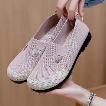 2025 summer old Beijing cloth shoes women s mesh shoes breathable comfortable mesh shoes soft sole non-slip elderly shoes flat mother shoes 35 чёрный
