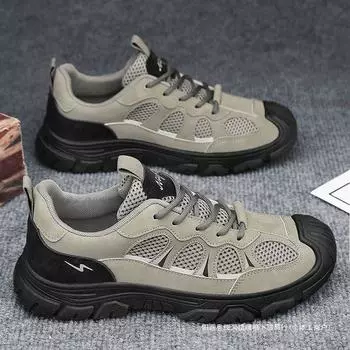 2025 summer [stylish male leisure style] new labor insurance men s shoes soft sole breathable mesh construction site comfortable and non-slip 39