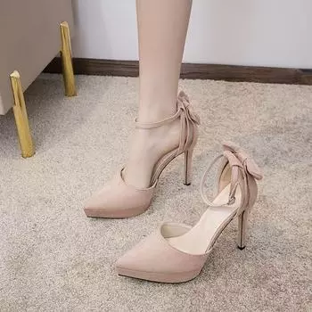 2025 summer Xiaoxiangfeng sexy high heels elegant heightening stiletto high heels solid color versatile non-slip fashion shoes 34