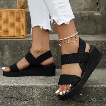 2025 Свадебные туфли для женщин Летние женские туфли Босоножки на каблуках Легкие повседневные босоножки в стиле отпуска 37 чёрный