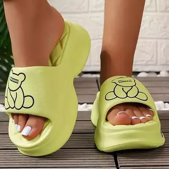 2025 Тапочки из ЭВА для женщин, для дома, для ванной, противоскользящие, летняя одежда для отдыха на открытом воздухе, 36-37 зелёный