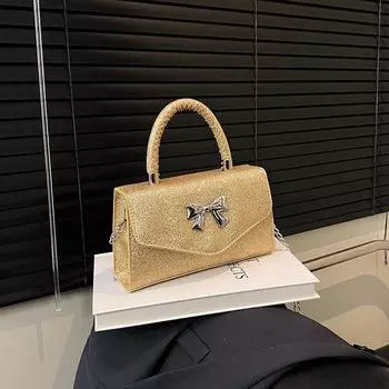 2025 texture foreign style new bow fashion casual simple chain single shoulder crossbody small square bag women серебряный