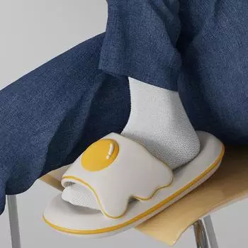 2025 Thick Bottom Cute Egg Slippers For Women Men Home Floor Shoes Soft EVA Couples Indoor Beach Slides Summer Platform Sandals 36-37