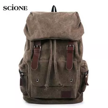 2025 Thick Washed Canvas Backpack Light and Large Capacity Simple Leisure Computer Bag Solid Color Outdoor Travel Bag чёрный